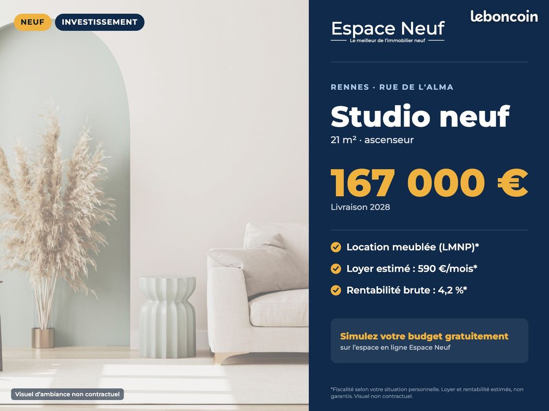 Appartement 1 pièce 20 m² · à Rennes · 20 m² · 167 000 €
