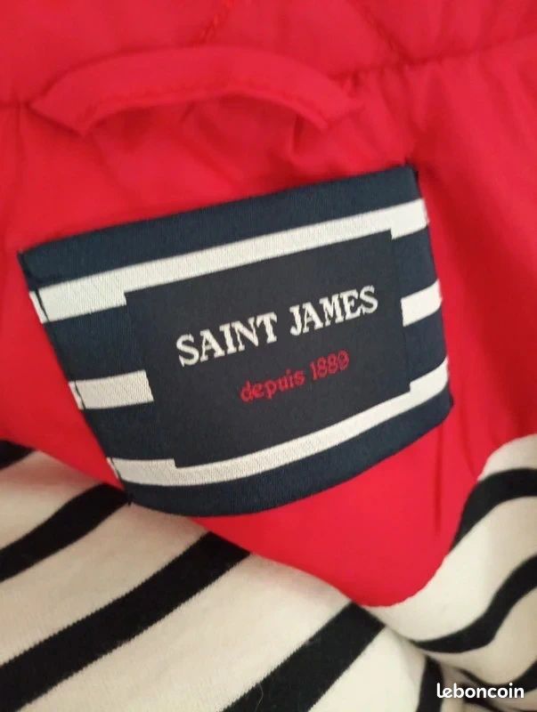 Robe Saint James Doublée Sans Manches Blanc Bleu Rouge Taille 46 - Occasion Très Bon état