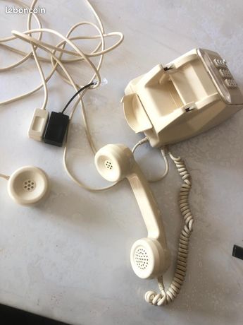 VINTAGE TELEPHONE ANCIEN Blanc A Cadran Rotatif SOCOTEL S63 BC720 EUR