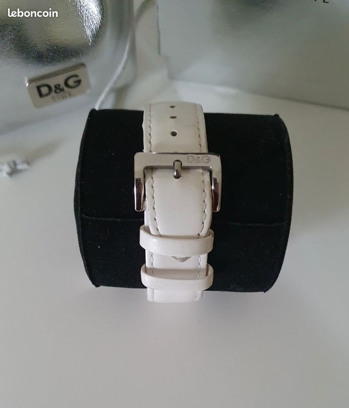 Montre Femme Dolce & Gabbana DW0091 Gloria - Cadran Argenté, Bracelet Cuir Blanc - Occasion Avec Boîte