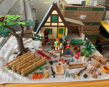 PLAYMOBIL vintage city country bâti et porte maison forestière set 4207