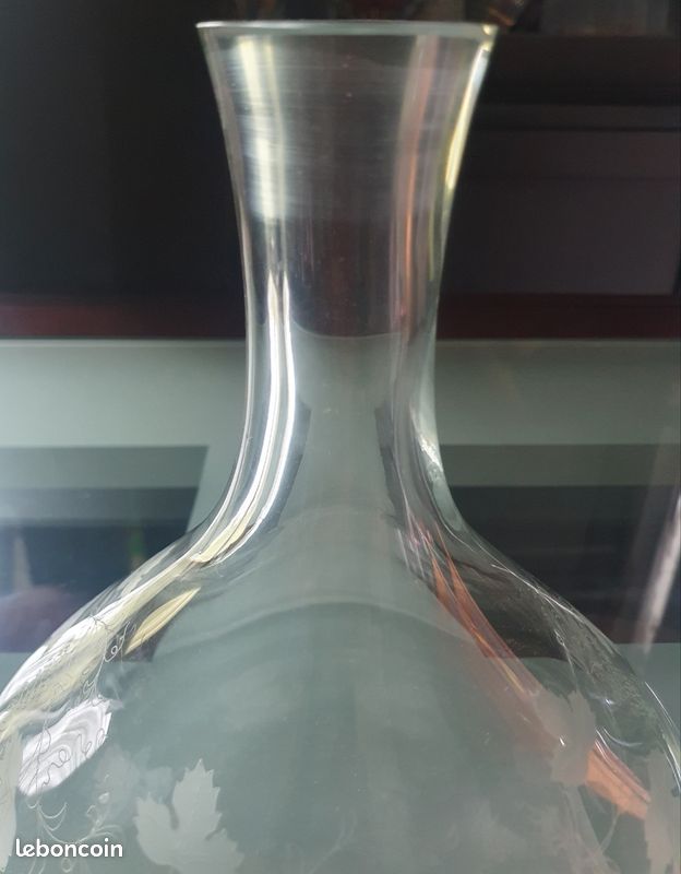 Carafe à Vin Toscane En Verre Transparent - Gravure Papillon Et Fleurs Avec Bouchon