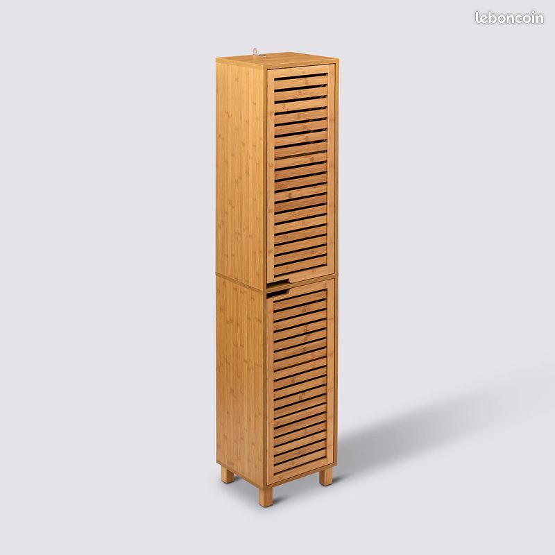 Meuble colonne en bambou avec 2 portes "SICELA" (image 1)