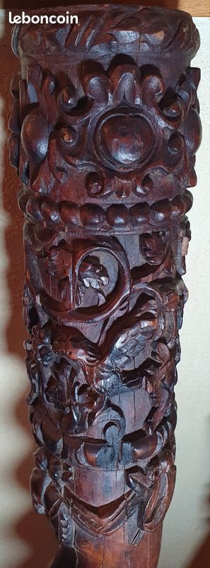 Rare colonne torsadée en noyer sculpté xvii/xviii siècle (image 2)
