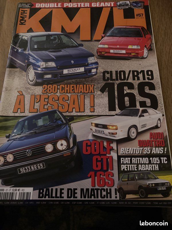 Magazine km/h clio 16s r19 16s golf gti 16s audi quattro (image 1)