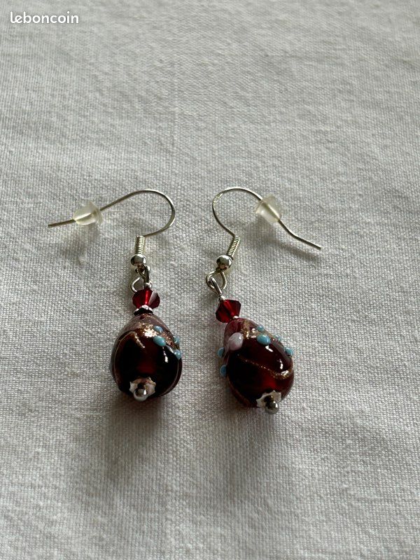 Boucles D'oreilles Pendantes Argent 925 Avec Perles D'agate Noire Ou Rouge - Qualité Supérieure