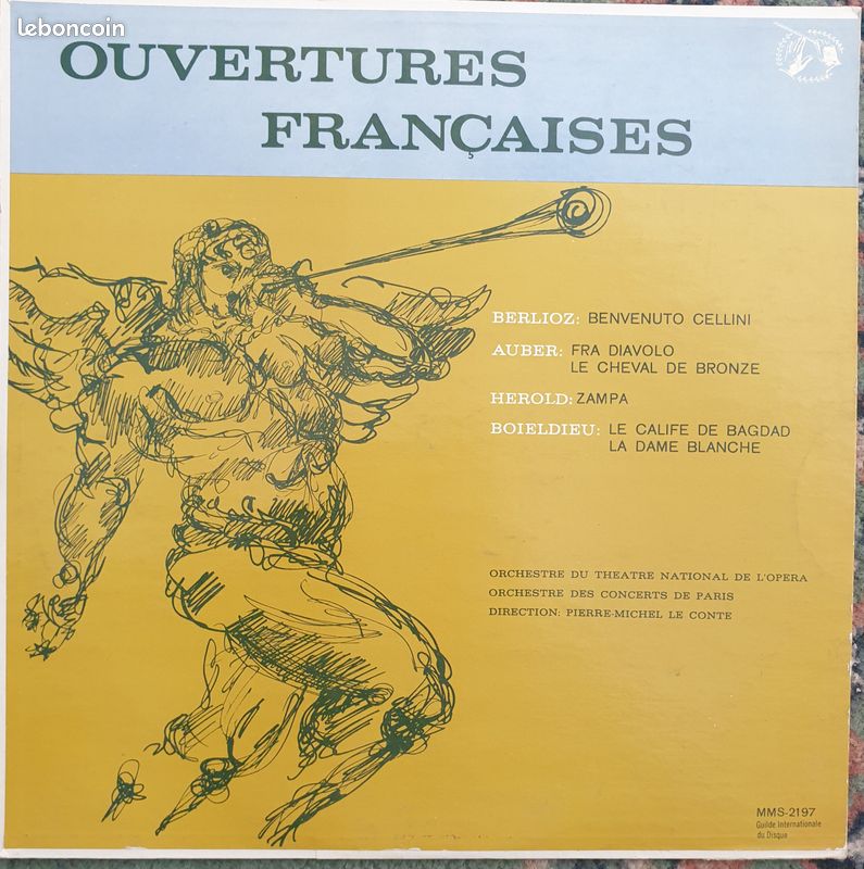 Vinyle 33T: Ouvertures Françaises/ Berlioz : Benenuto Cellini/ Auber : Fra Diavolo, Le Cheval de Bronze/ Herold : Zampa/ Boieldieu : Le Calife de Bagdad, La Dame Blanche (image 1)