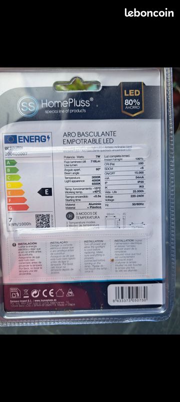 Spot LED Encastrable Orientable HomePluss 7W - Neuf (image 2)
