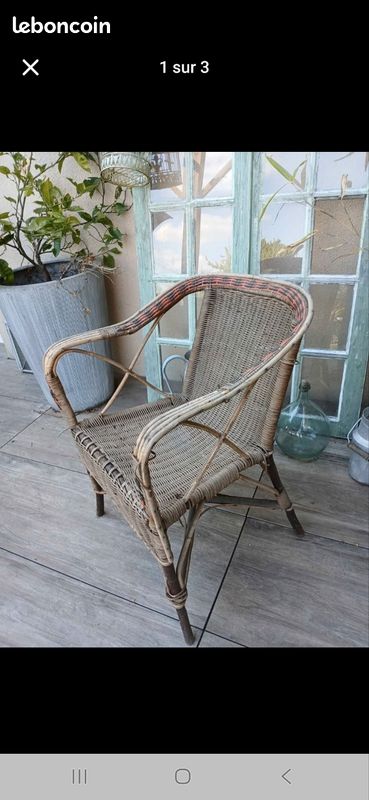 Fauteuil ancien en rotin (image 1)