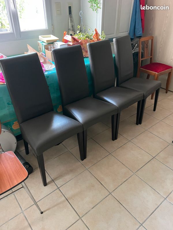 Chaises de salon en skai et daim (image 4)