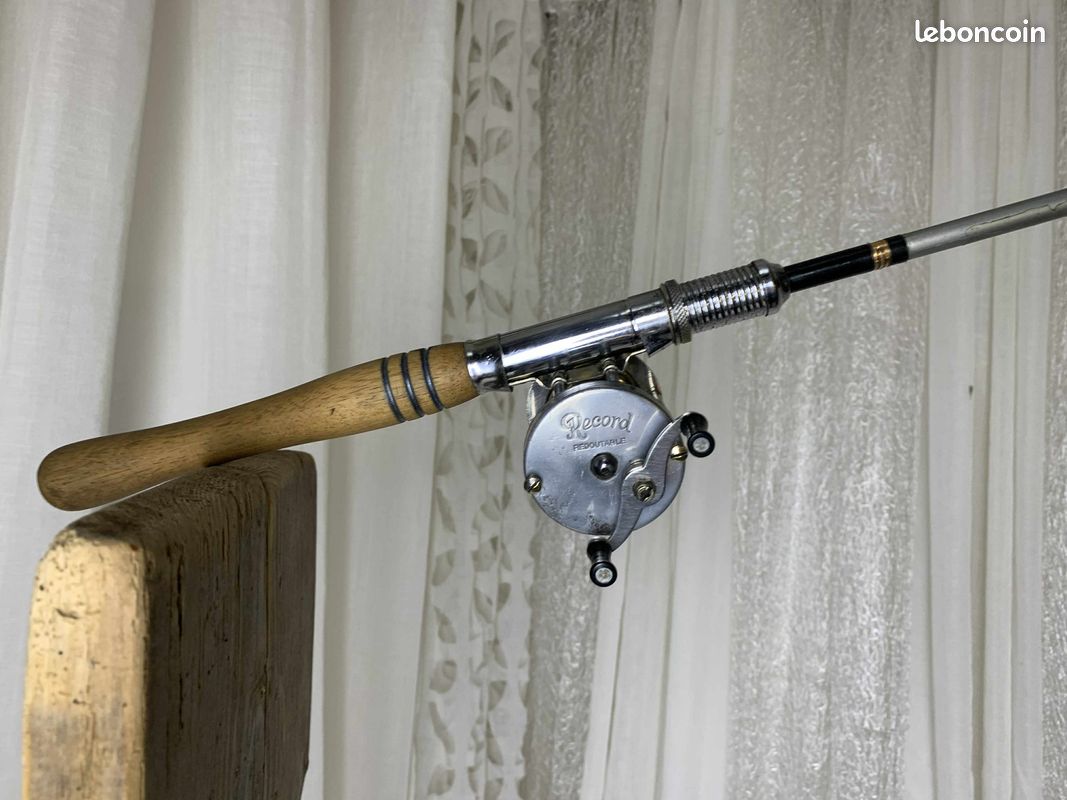 Moulinet De Pêche Vintage à Remontoir Latéral En Bois - Marque Meisselbach 'Bonne Chance' - Années 1890-1900