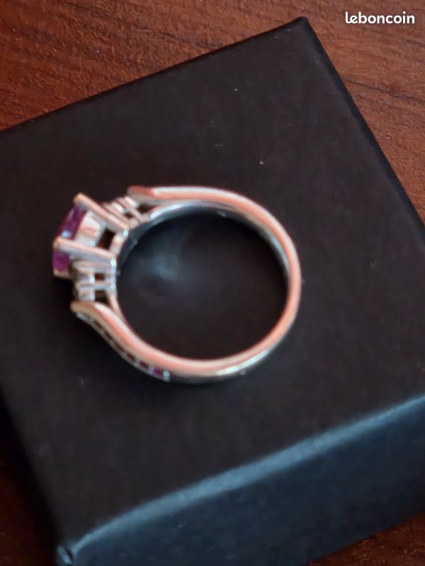 Bague Saphir rose et diamant or blanc taille 49 très peu portée gravée until the end of time (image 3)