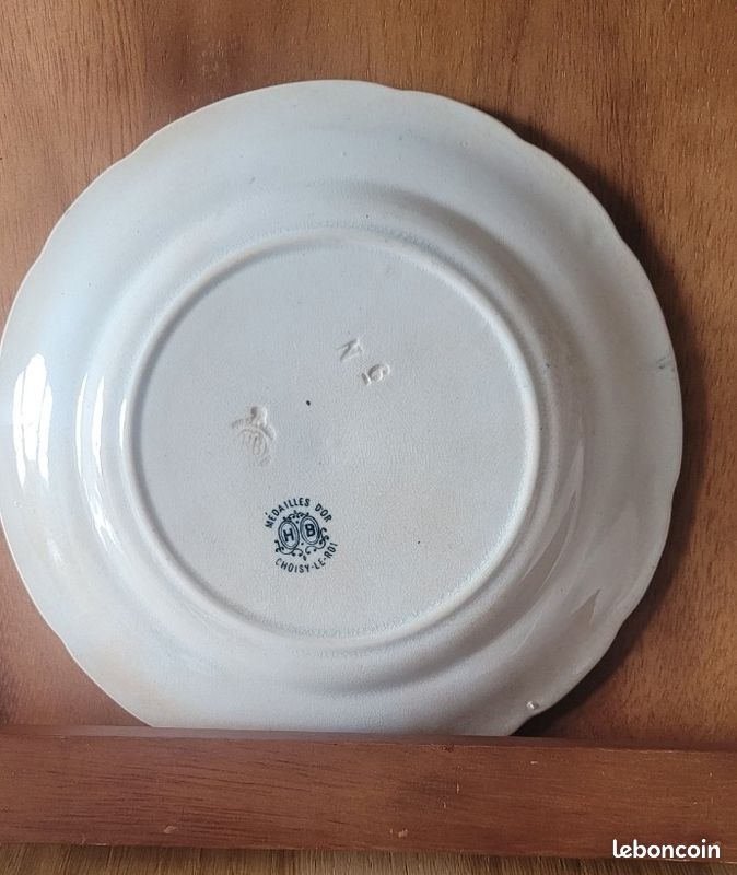 Assiette Ancienne Choisy Le Roi Chasse à L'éléphant – Faïence 1900, Belle Patine