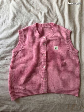 Gilet American Retro - Taille 1 - Noir En Laine Mérinos Et Coton - Très Bon état