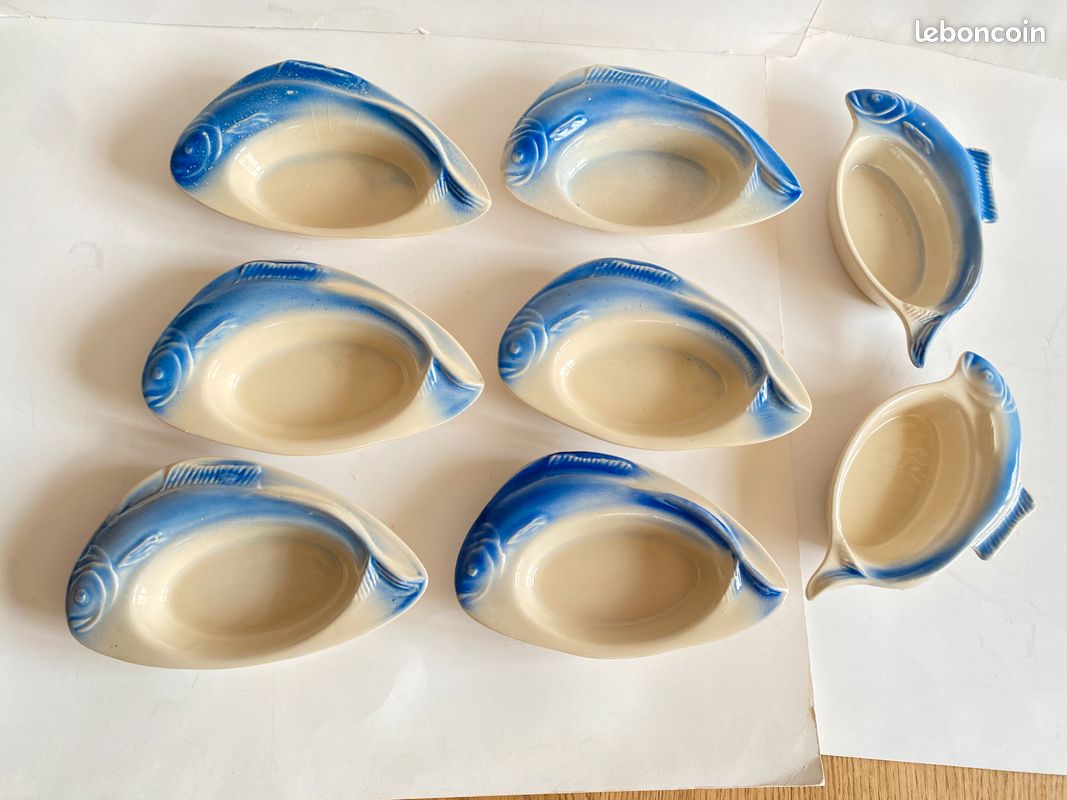 Lot De 4 Ramequins Céramique Charles Amand – Forme Coquille Saint-Jacques – Vintage