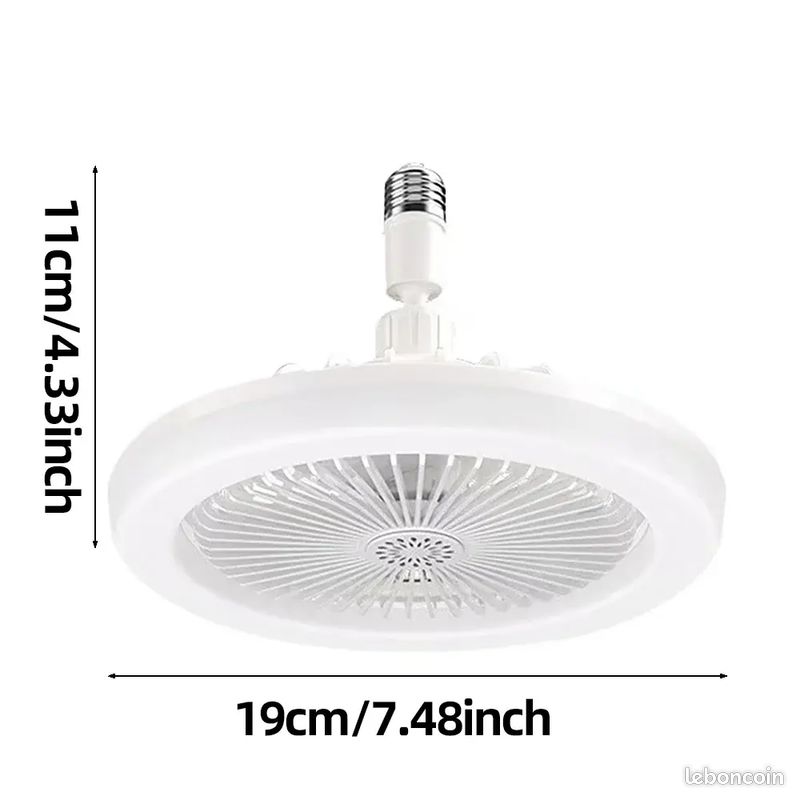 Ventilateur de plafond avec lampe,E27 Tête Dimmable Socle Ventilateur Plafond Lumiere avec