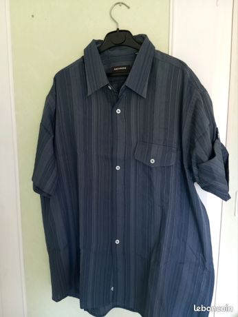 Chemise Formelle Osborne Homme - Double Manchette Coton Bleu Sergé - Neuf Avec Étiquettes