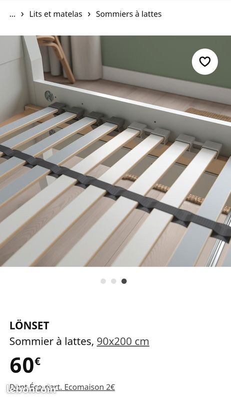 Lit ikea 90x200 avec sommier à lattes (image 4)