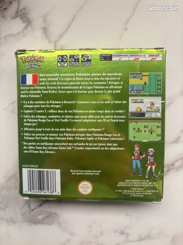 Jeu Game Boy Advance Pokemon Vert Feuille (2004) - Cartouche USA Testée - Occasion