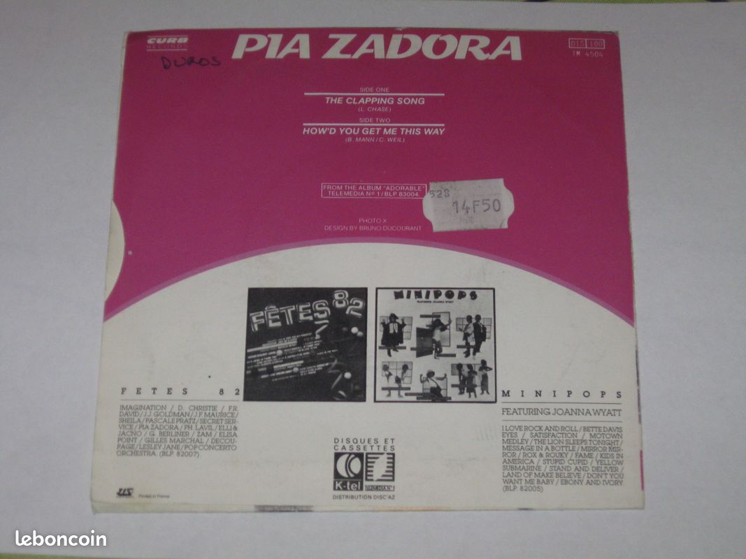 Pia Zadora – The Clapping Song / How'd You Get Me This Way 45 Tours (image 2)