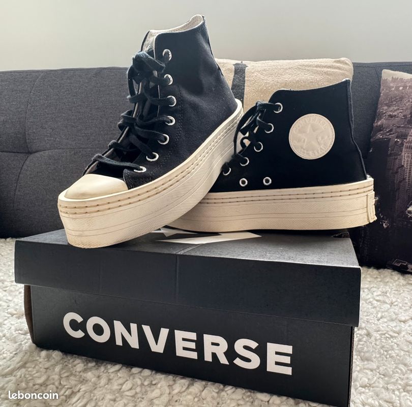 High Top Converse Haute CompensÃ©e Noir Baskets Converse Haute
