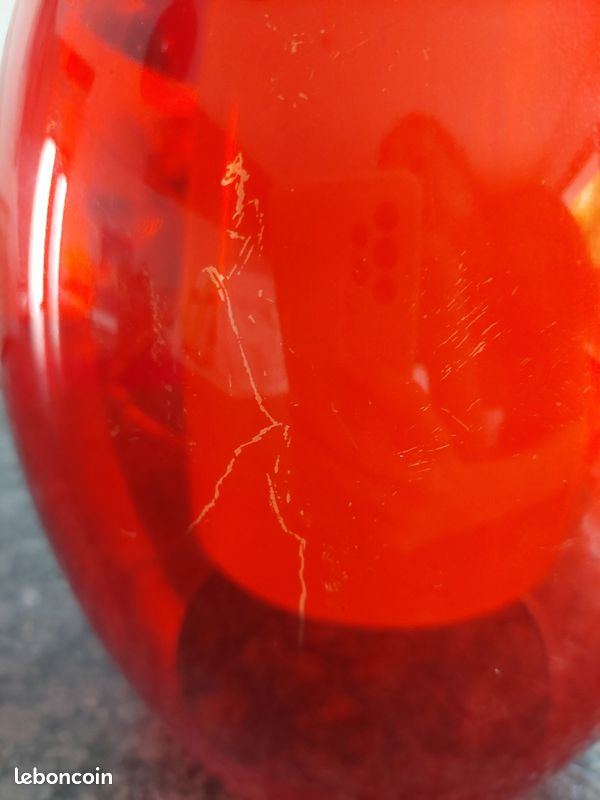 Luminaire suspension verre rouge orangé (image 3)
