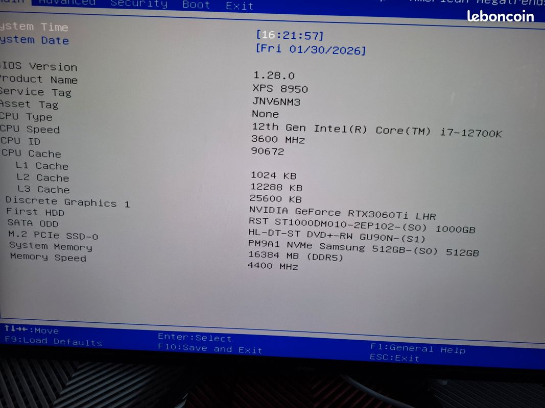Dell XPS 8950 – i7‑12700K / RTX 3060 Ti / 16 Go DDR5 / SSD 512 Go + HDD 1 To (image 3)