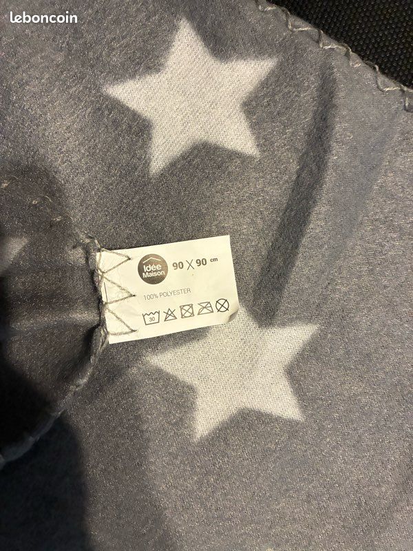 Plaid étoiles gris blanc (image 3)