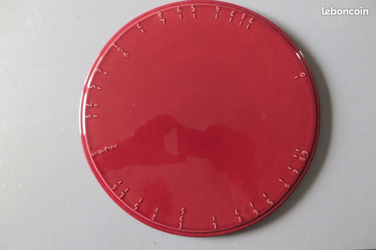 Plat rond diviseur faïence émaillée rouge vintage (image 2)