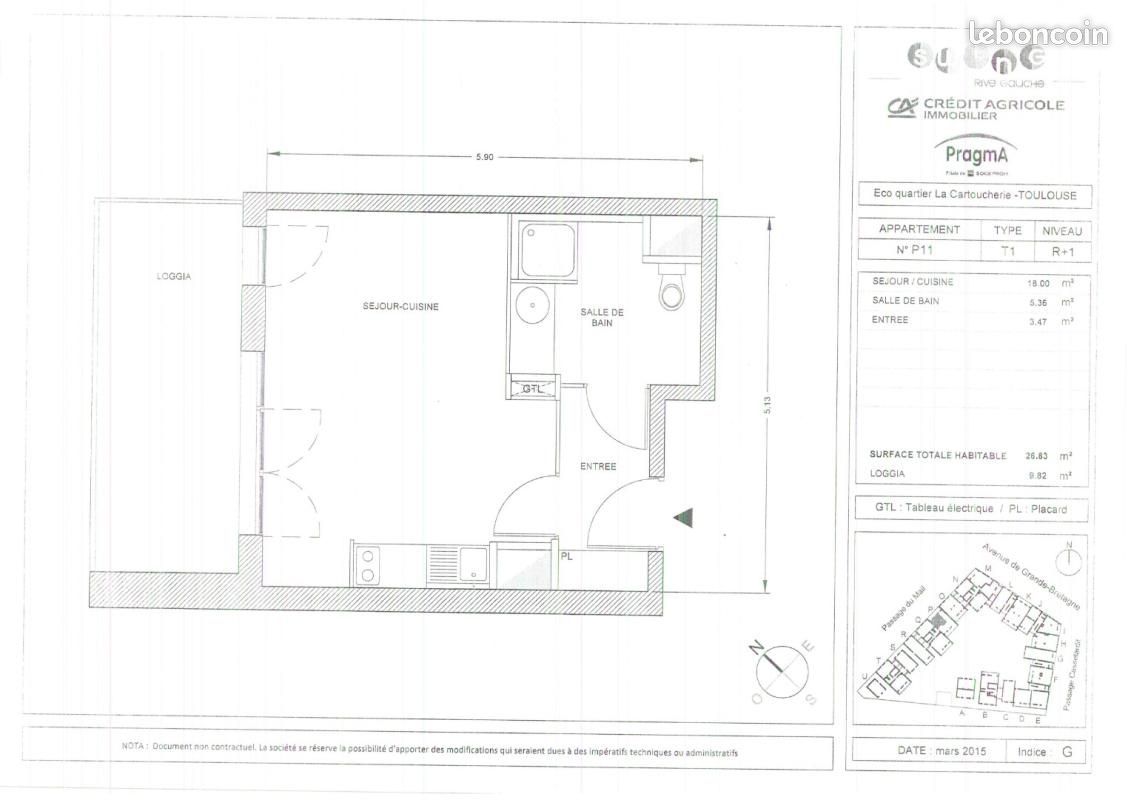 Appartement 2 pièces 26 m² · à Toulouse · 26 m² · 493 €