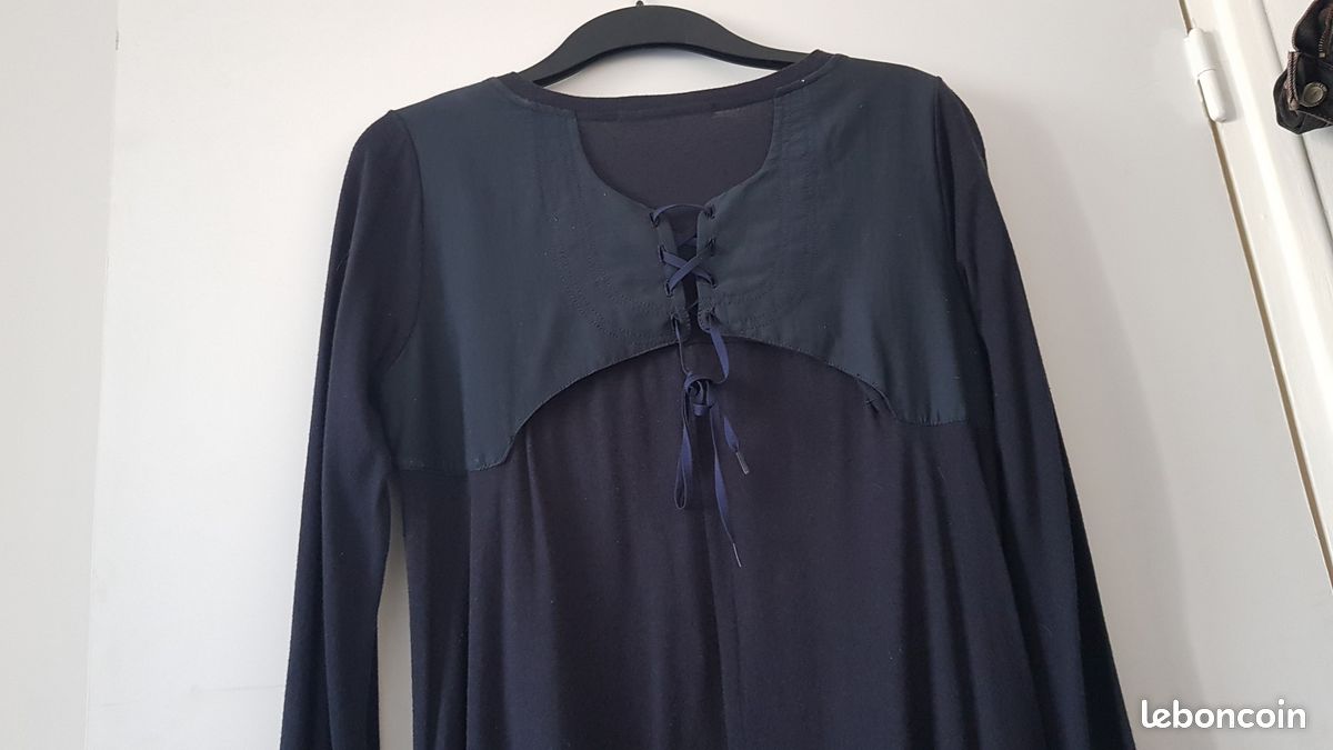 Robe Bleu Nuit Marithé François Girbaud - Style Destructuré Avec Jupon Résille - Taille XL, Occasion