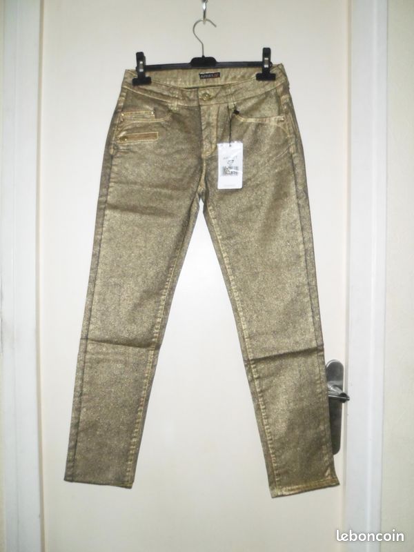 Pantalon / jean slim doré APART , taille 36 , NEUF (image 1)