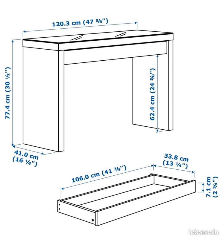 Coiffeuse/console ikea malm blanche (image 4)