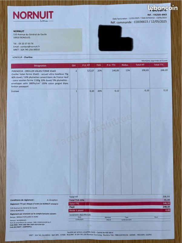 PYRENEX14 - Deux OREILLERS VALAN FERME 65x65 (image 6)