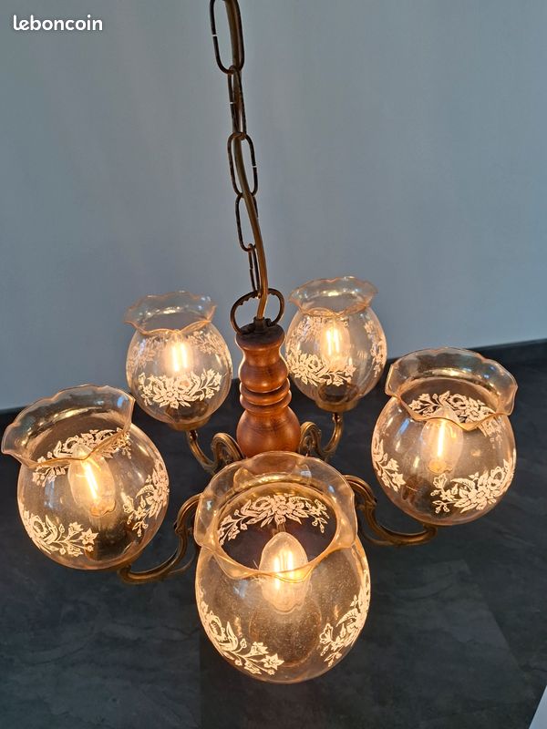 Lustre annees 70 avec ampoules (image 1)