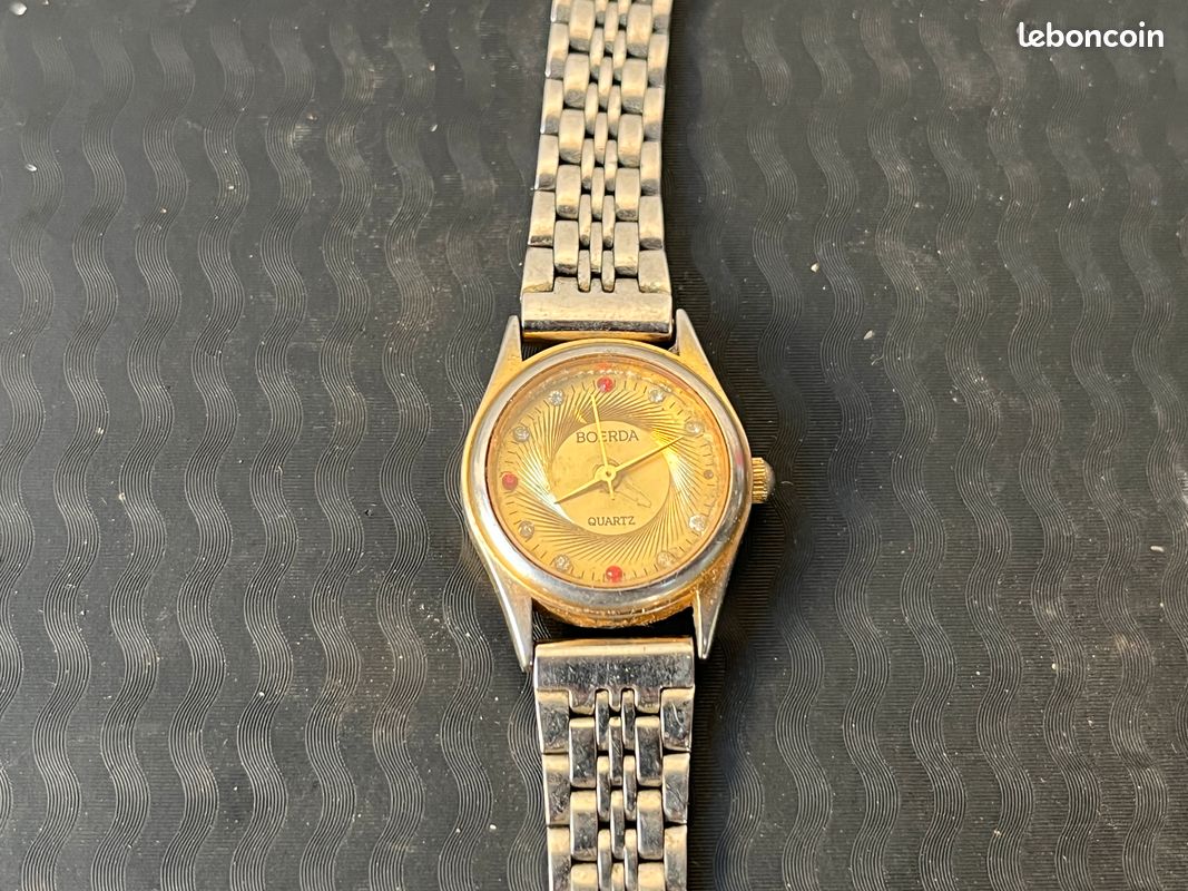 Cadran De Montre Enfant Vintage Années 70 - Couleur Gris Et Jaune Doré - Neuf