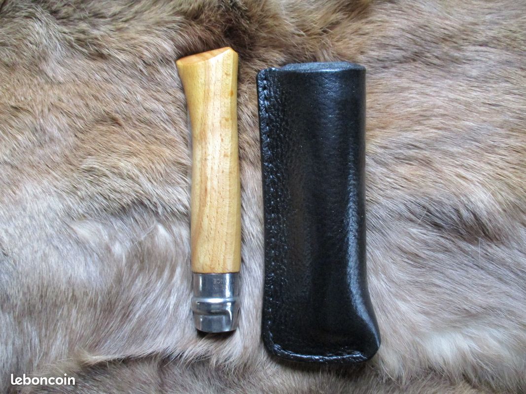 Etui en Cuir noir Foulonné(peaux d'orange) pour l'opinel n°10 non Customisé pour Droitier (image 11)