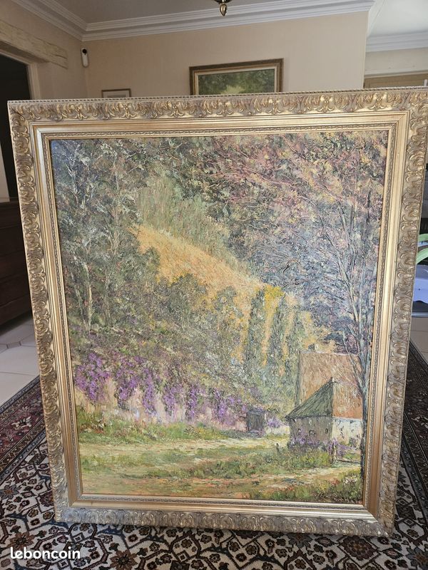 VIDE-MAISON – Lot complet de meubles en bois massif, canapé cuir et tableaux (image 3)