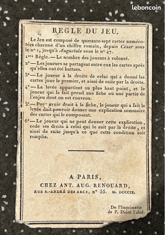 Ancien jeu de carte histoire romaines par Pierre-Francois GODARD (image 5)