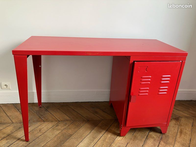 Bureau IKEA métallique rouge (image 1)