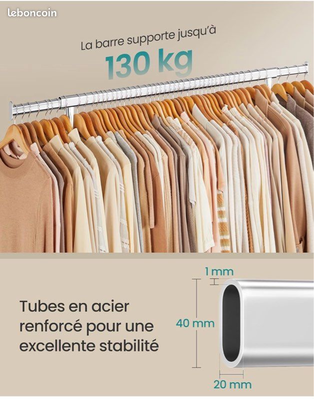 Portant à vêtements avec roulettes acier blanc AVEC ROULETTES | Maisons