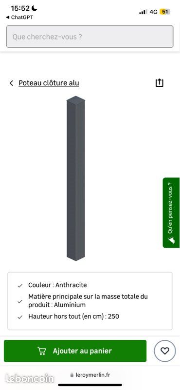 2 Poteaux aluminium gris anthracite (image 1)
