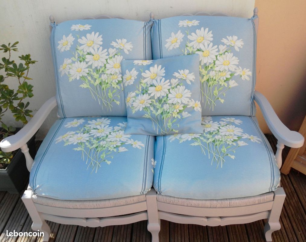 BANQUETTE 2 places en bois gris perle (image 1)