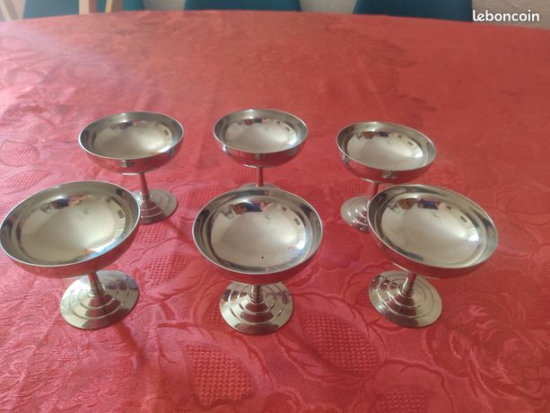 Coupes à Glace Letang Remy Vintage – Inox 8/10, Pied – Années 1970 – Lot