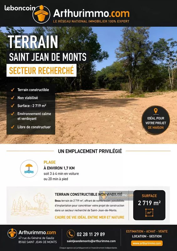 Terrain 2719 m² · à Saint-Jean-de-Monts · 2 719 m² · 337 800 €