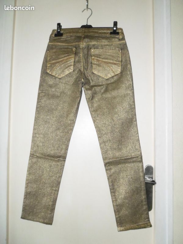 Pantalon / jean slim doré APART , taille 36 , NEUF (image 2)