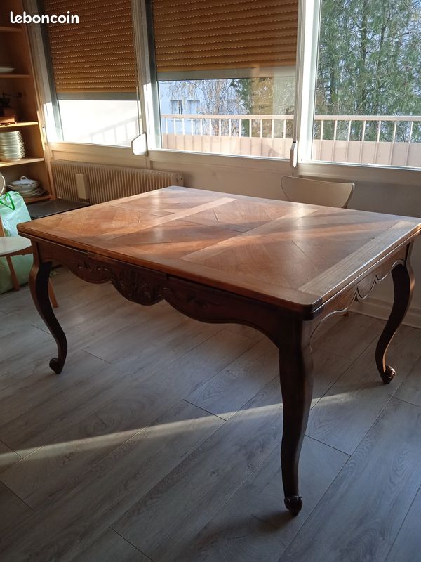 Table ancienne bois massif + rallonges (image 1)