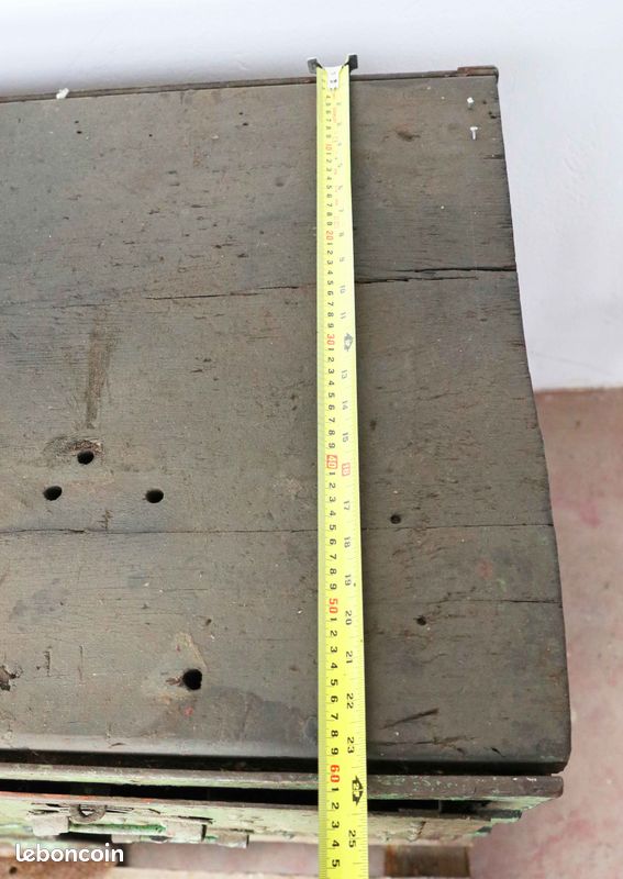 Ancien etabli riveté 301X60cm H80cm avec plateau bois - 3063 (image 17)
