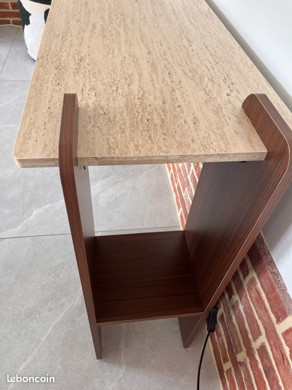 Console design art déco effet bois et travertin (image 7)