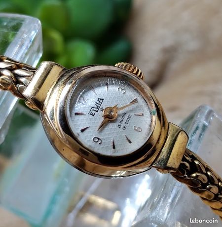Montre Bracelet Mécanique Vintage Elvia - Petit Cadran - Pour Femme - Occasion (Restauration Possible)